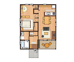 18坪 南玄関プラン 1LDK 間取り図