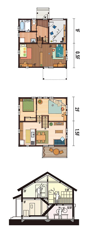 32坪 北玄関プラン 4LDK 間取り図