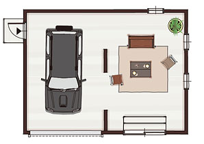 ガレージ6畳×2＋ルーム6畳×2 間取り図
