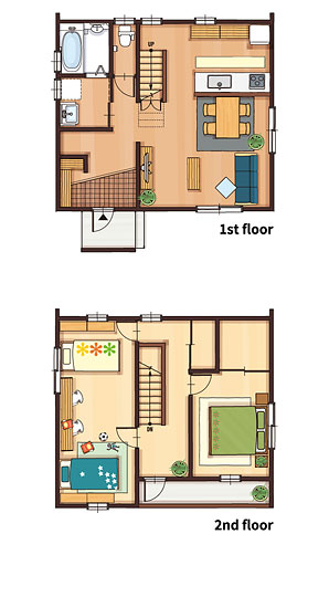 26.8坪 南玄関スタンダードプラン 2LDK 間取り図