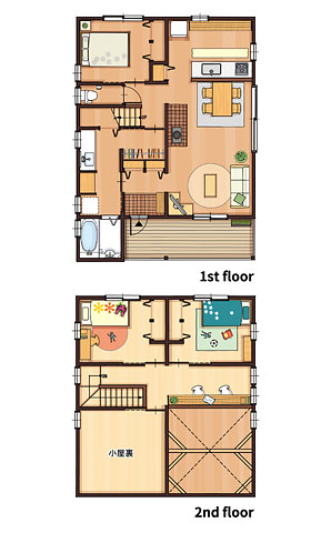 33坪 南玄関プラン 33坪 南玄関 間取り図